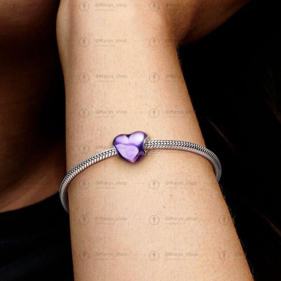 Pandora Metallic Purple Heart Charm|Pendant - Picture 2 of 2